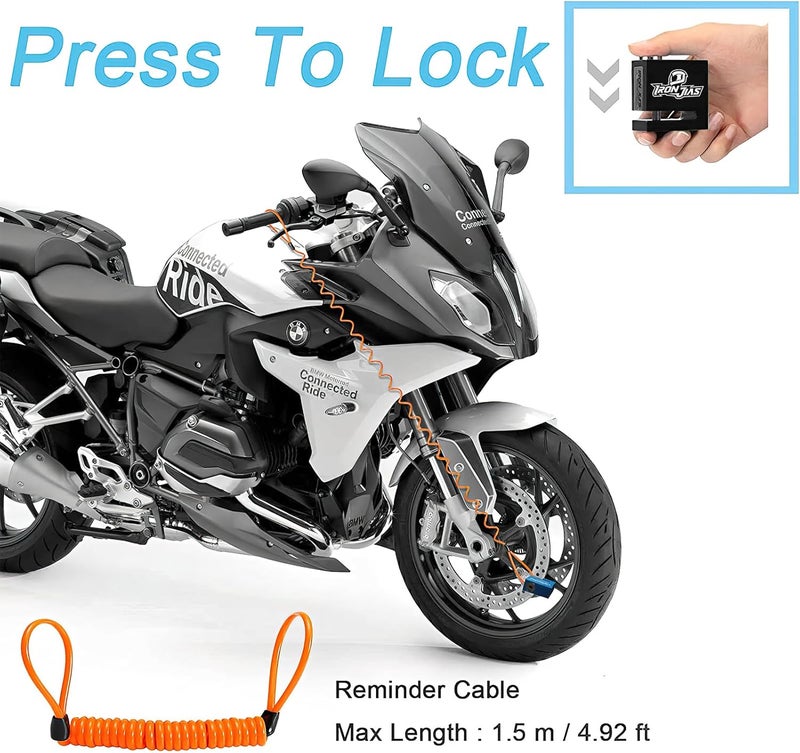 Grapelet Motorcycle Disc Lock Anti-Theft Wheel Brake Lock Waterproof Alloy with Reminder Cable and 2 Keys, Alarm-Free for Motorbike, E-Scooter, Mountain Bike - Image 3